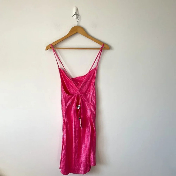 Zara  Jacquard Animal Detail Slip Mini Dress Hot Pink Sz Small NWT - Picture 10 of 12